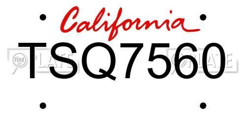 TSQ7560 California License Plate