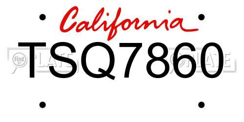 TSQ7860 California License Plate