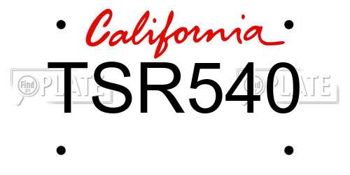 TSR540 California License Plate