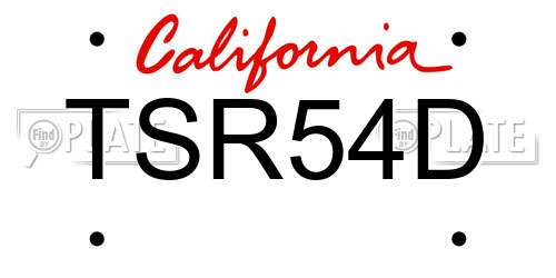 TSR54D California License Plate