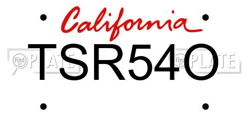 TSR54O California License Plate