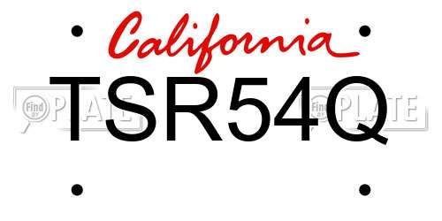 TSR54Q California License Plate