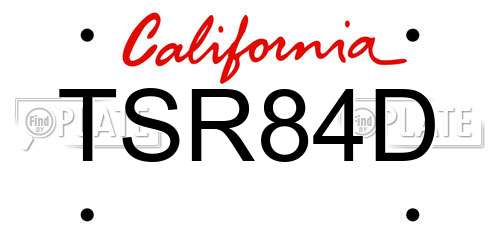 TSR84D California License Plate