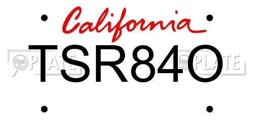 TSR84O California License Plate