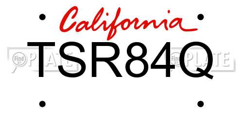 TSR84Q California License Plate