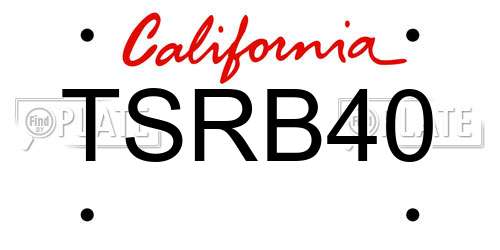 TSRB40 California License Plate