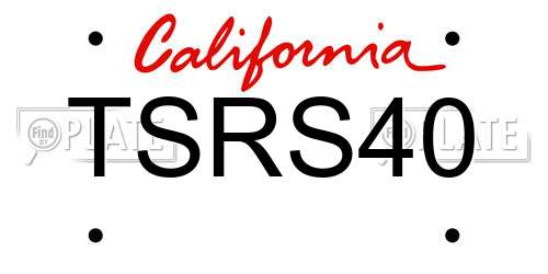 TSRS40 California License Plate