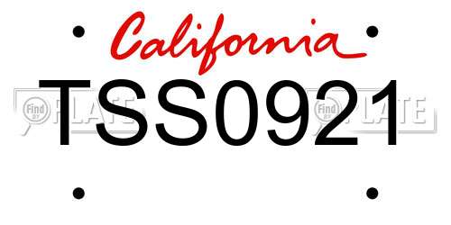 TSS0921 California License Plate