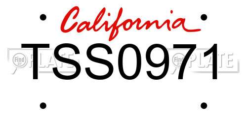 TSS0971 California License Plate