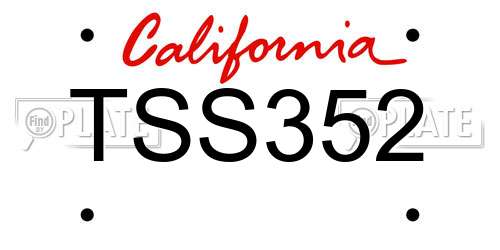 TSS352 California License Plate