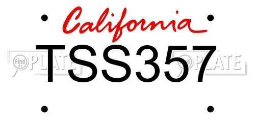 TSS357 California License Plate