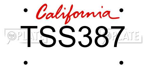 TSS387 California License Plate