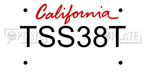 TSS38T California License Plate