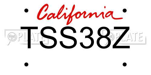 TSS38Z California License Plate