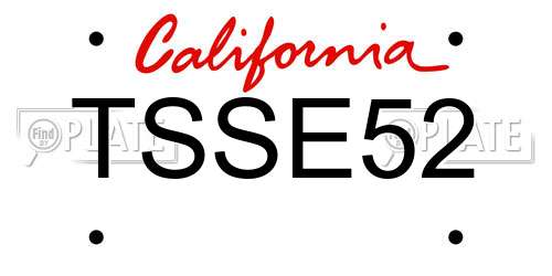 TSSE52 California License Plate