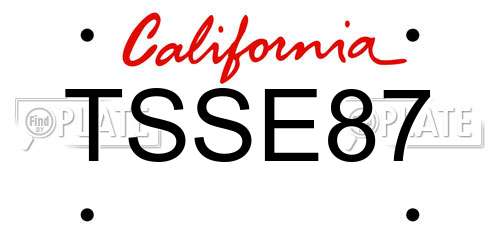 TSSE87 California License Plate