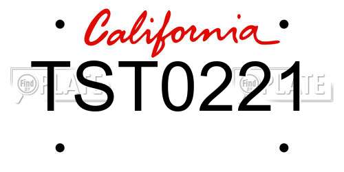 TST0221 California License Plate