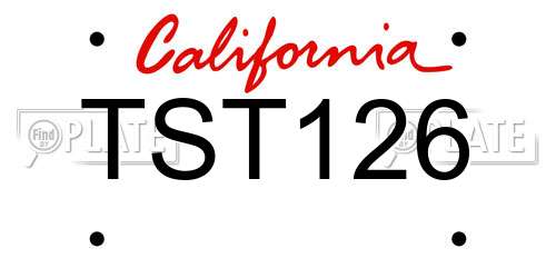 TST126 California License Plate