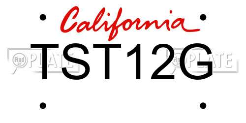 TST12G California License Plate