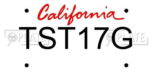 TST17G California License Plate