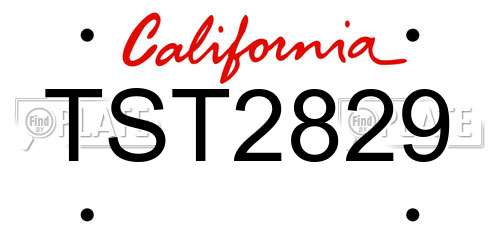 TST2829 California License Plate