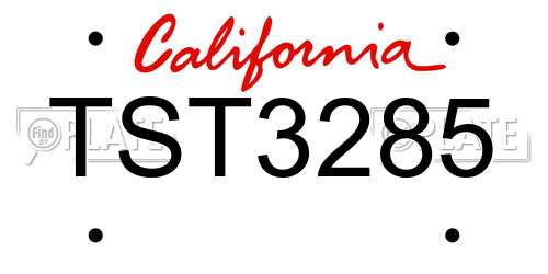 TST3285 California License Plate