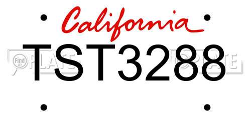 TST3288 California License Plate