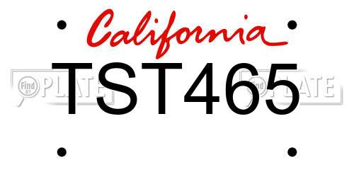 TST465 California License Plate
