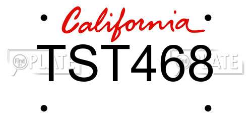 TST468 California License Plate