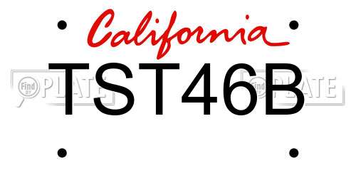 TST46B California License Plate