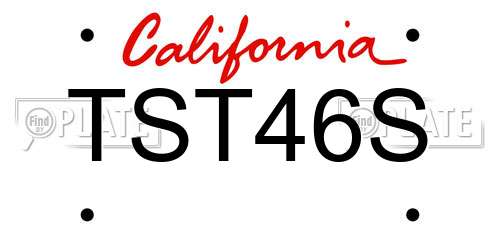 TST46S California License Plate