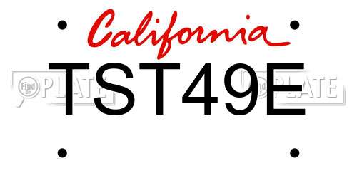 TST49E California License Plate