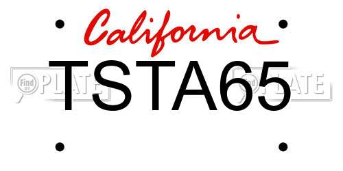 TSTA65 California License Plate