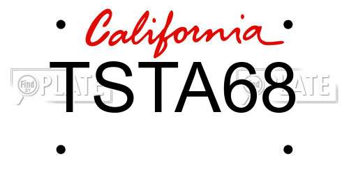TSTA68 California License Plate