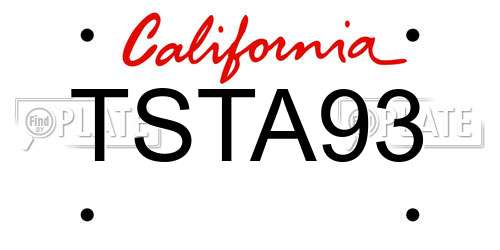 TSTA93 California License Plate