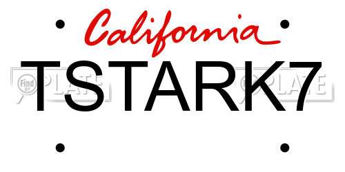 TSTARK7 California License Plate