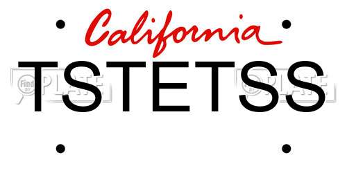 TSTETSS California License Plate