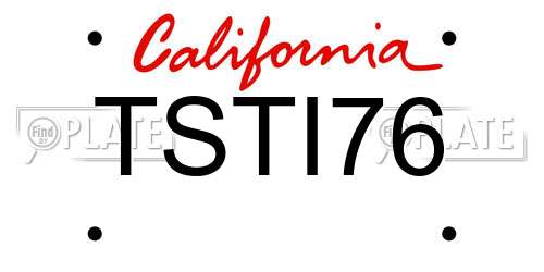TSTI76 California License Plate