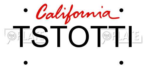 TSTOTTI California License Plate