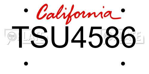 TSU4586 California License Plate