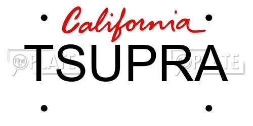 TSUPRA California License Plate
