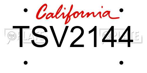TSV2144 California License Plate