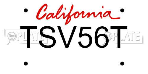 TSV56T California License Plate