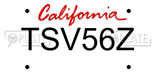 TSV56Z California License Plate