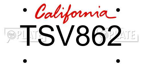TSV862 California License Plate