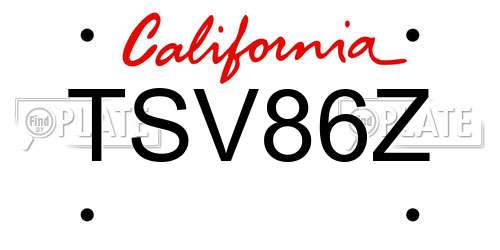 TSV86Z California License Plate