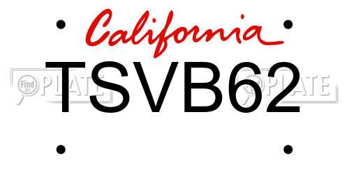 TSVB62 California License Plate