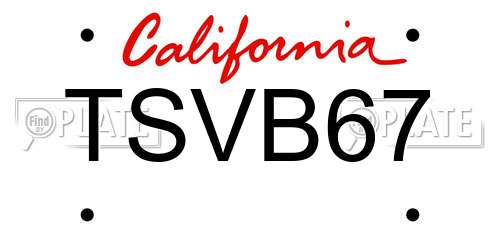 TSVB67 California License Plate