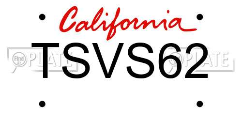 TSVS62 California License Plate