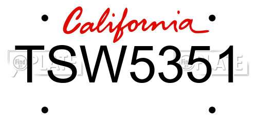 TSW5351 California License Plate